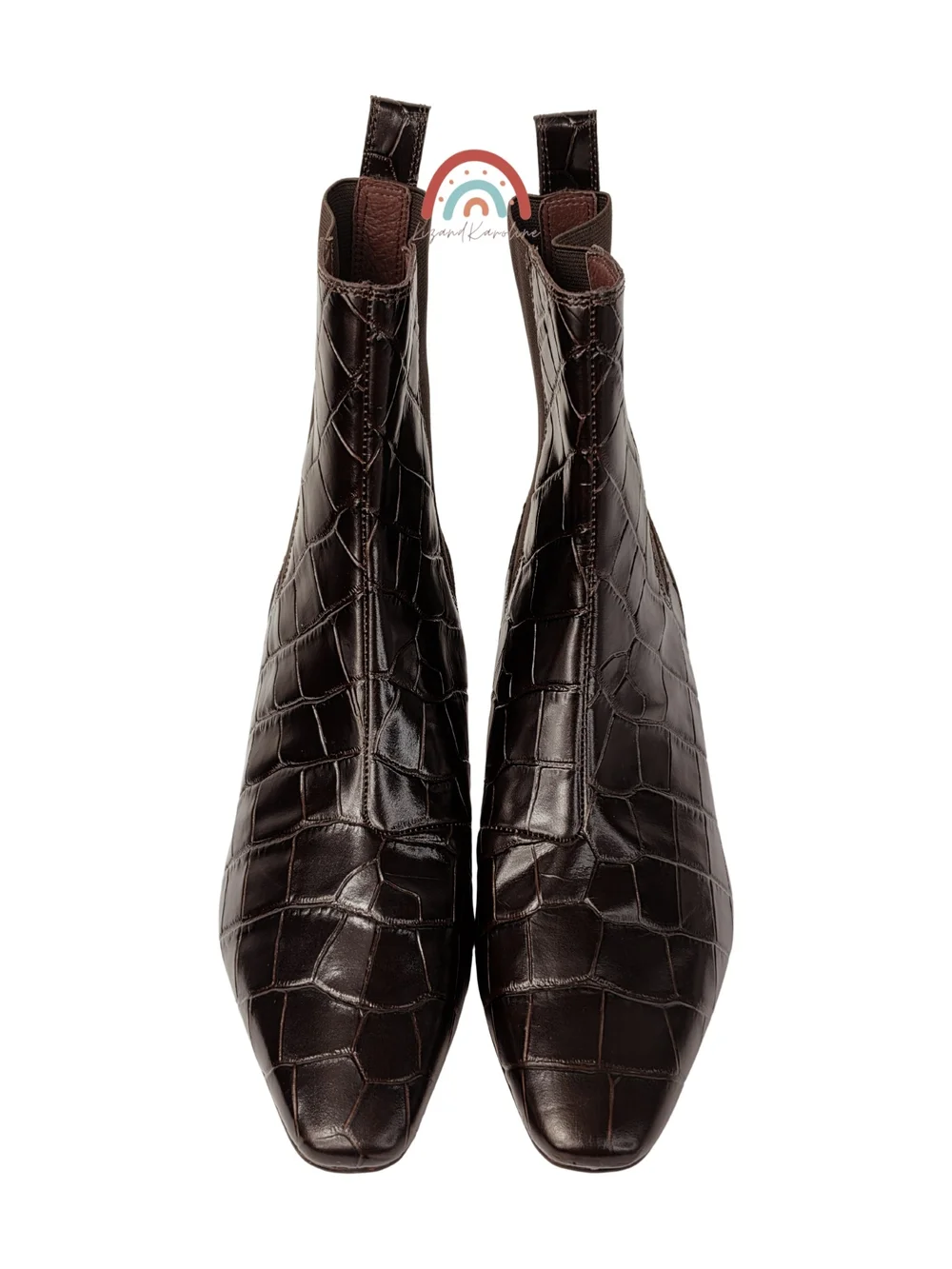 New! Madewell The Dimes Chelsea Boot in Embossed Croc Leather Coffee Bean